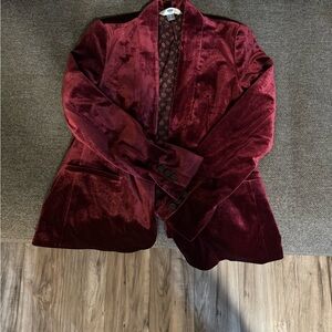 Burgundy Velvet Blazer